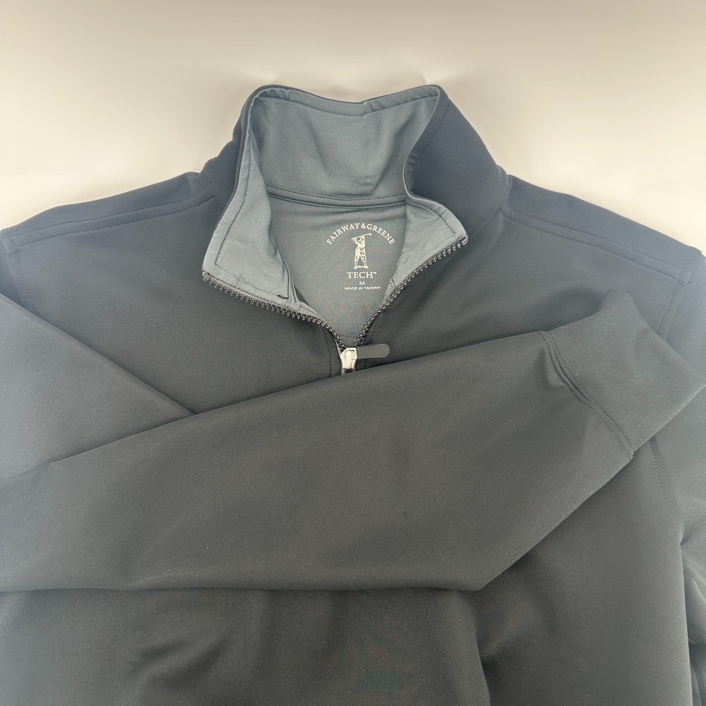 Fairway & Greene Pullover Top Mens M Black Quarter‎ Zip The Madison Club Golf